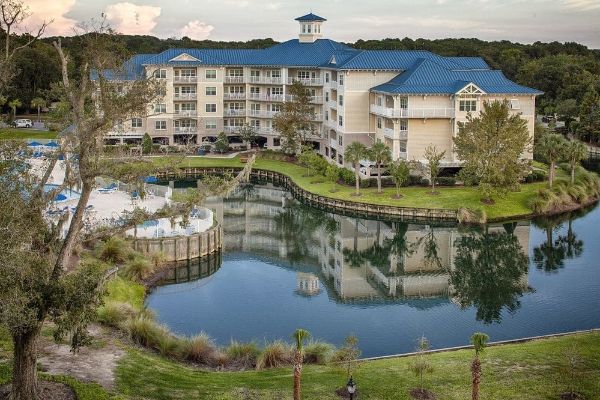 Aerial View of the Water surrounding the Bluewater Resort in Hilton Head 600