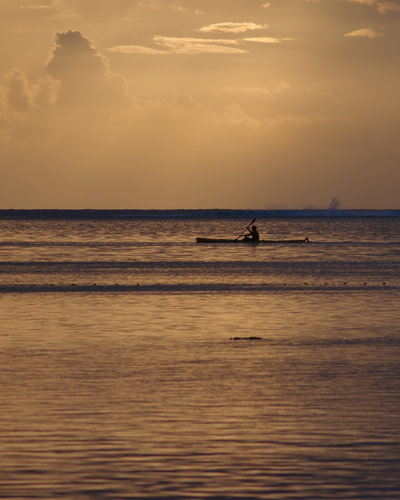 Canoe on the Lagoon in the evening at the Tahiti Islands in French Polynesia 400