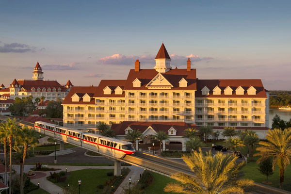 View of the Monorail in front of the Disney World Grand Floridian Resort 600