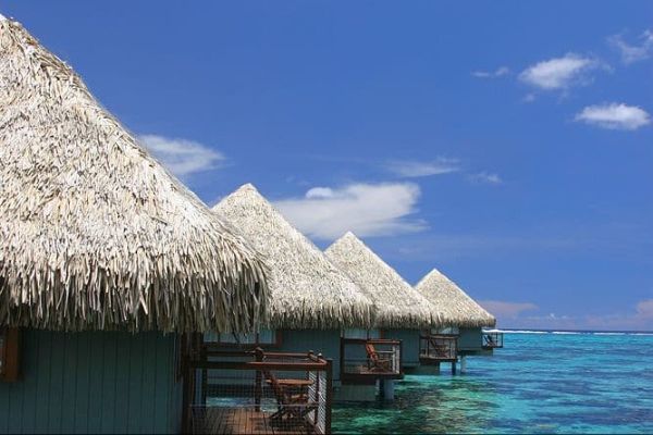 View of the Overwater Bungalows at the Le Meridien Resort in Tahiti 600