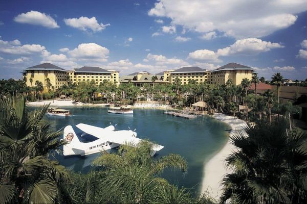 View of the Loews Royal Pacific Resort from the Bay with the Seaplane 600