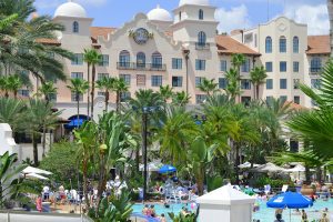 View of the back of the Hard Rock Hotel from the Pool at Universal Orlando Resorts 600