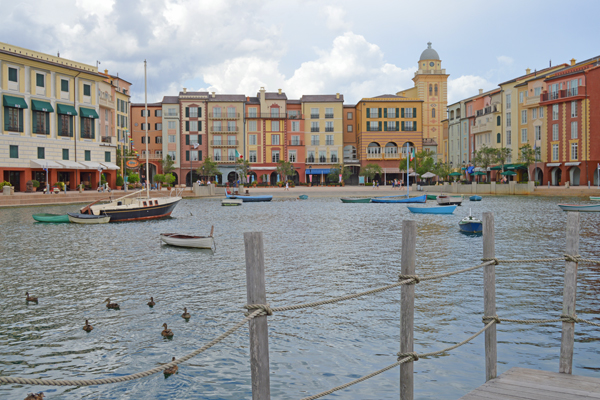 View of the Bay of Boats at the Loews Portofino Bay Hotel in Orlando 600