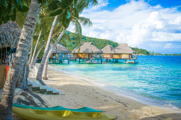 View of Resort Bungalows on the Water in Bora Bora 600