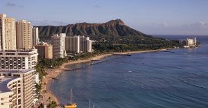 View of the Coast of Honolulu to the City with the Leahi Mountain in the background 960