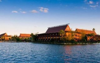 View of the Disney World Polynesian Village from the Seven Seas Lagoon 600