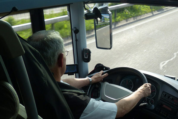 View of a Shuttle Bus on the Road 600