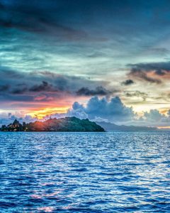 View of the French Polynesia Islands at Sunset 400