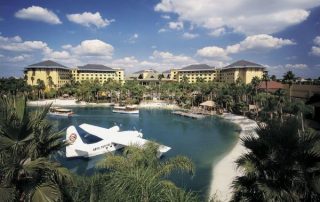 View of the Loews Royal Pacific Resort from the Bay with the Seaplane 600