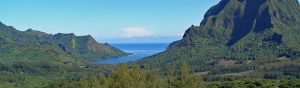 View of a mountain overlooking the pacific ocean on Moorea French Polynesia 1200