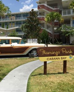 View of an old station wagon on the Cabana Bay Resort Grounds 400