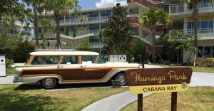 View of an old station wagon on the Cabana Bay Resort Grounds 960