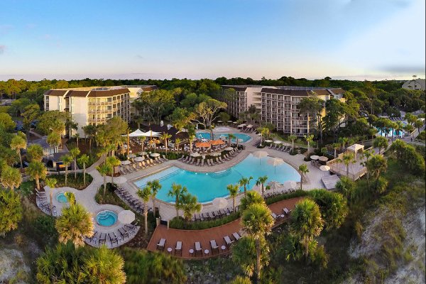Aerial View of the Omni Oceanfront Resort in Hilton Head 600