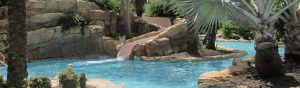 Water Slide and Lazy River at the Reunion Resort Converging at the Water Park in Orlando Fl 1200