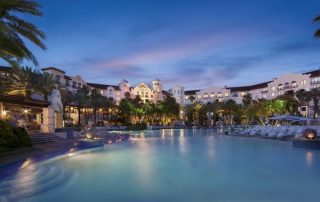 View of the Universal Orlando Hard Rock Hotel from the main pool 600